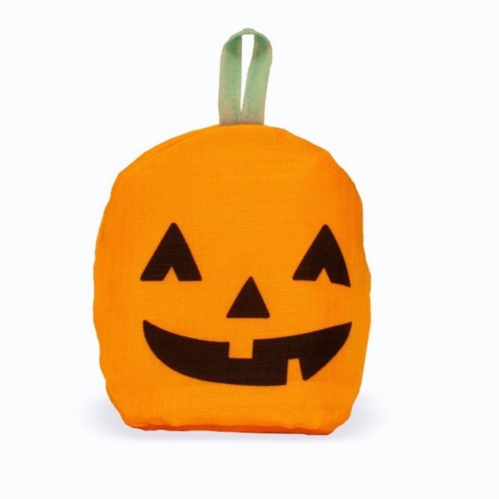 Halloween nwt 2 Pumpkin Foldable Reusable Bags Orange Tote bag Collapsible - Picture 2 of 3